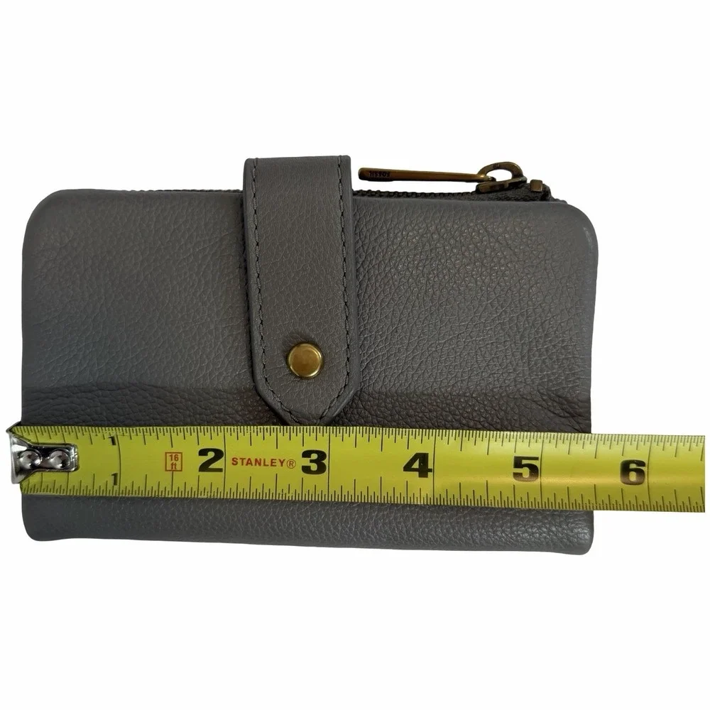 Fossil Lainie Bifold Pebbled Leather Compact‎ Small Card Wallet in Gray NWOT